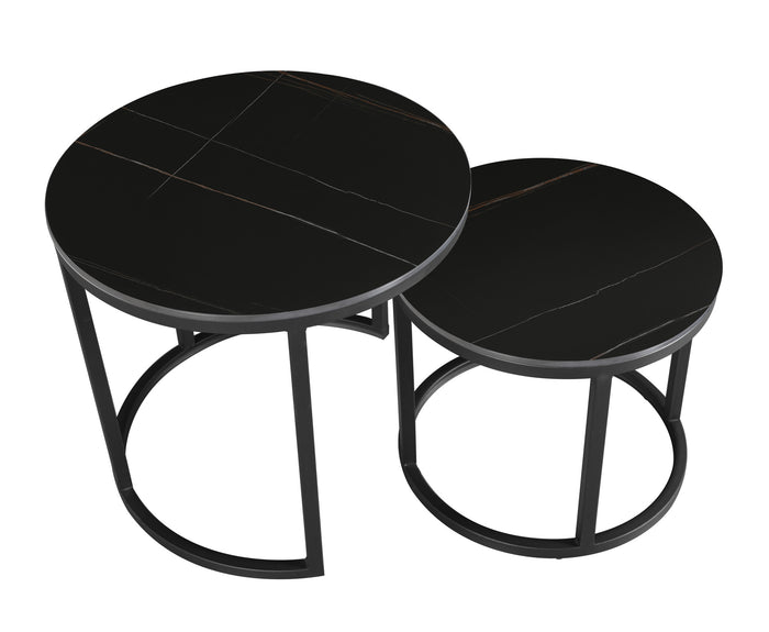 Dimehouse Salontafel set van 2 Paige marmer zwart rond