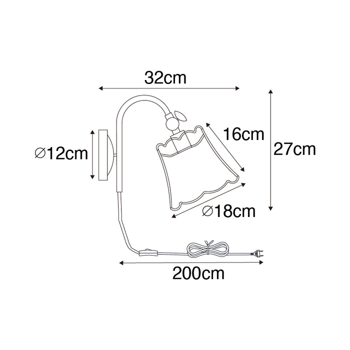 QAZQA Klassieke wandlamp zwart met lampenkap goud - Nona