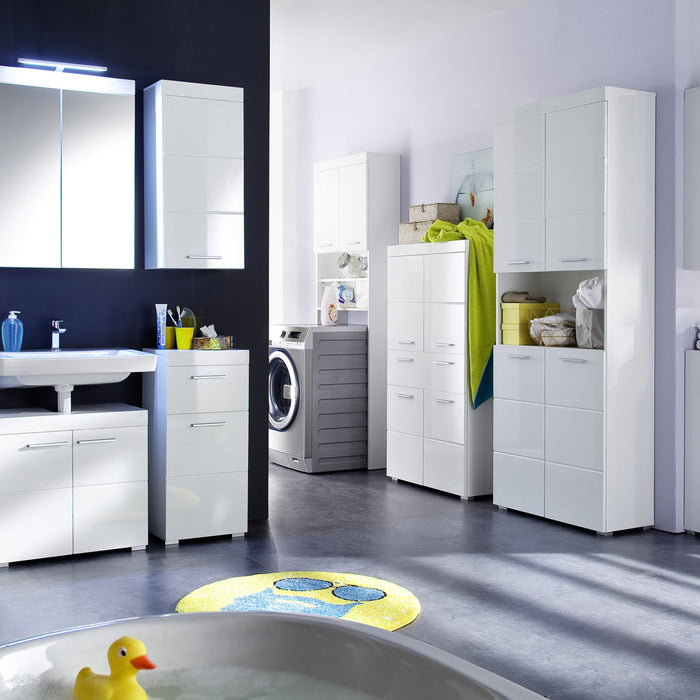 Hioshop AmandaMando kolomkast 2 deuren, 1 open vak wit, wit