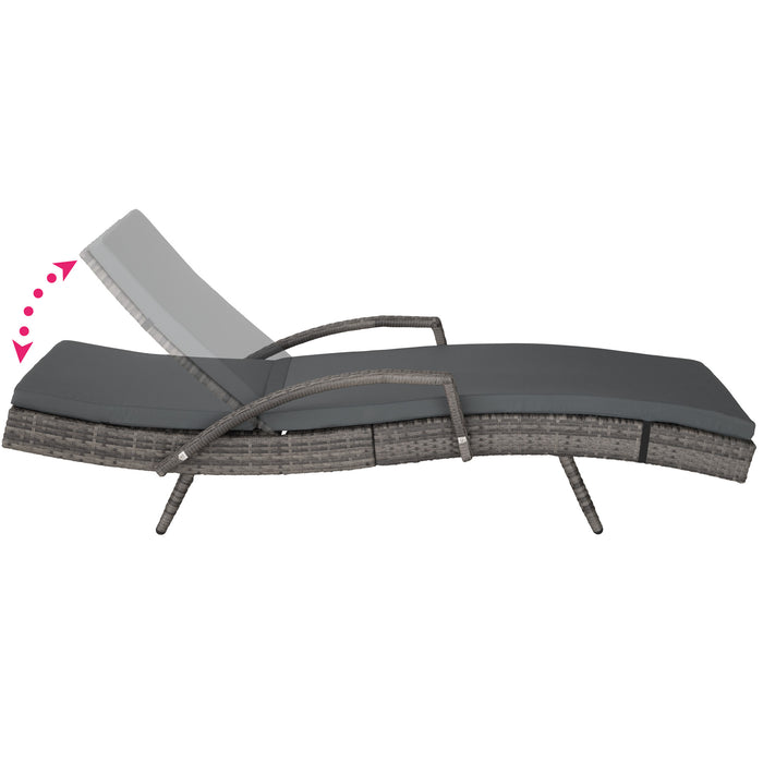 tectake® Wicker ligbed Océane met aluminium frame - Grijs