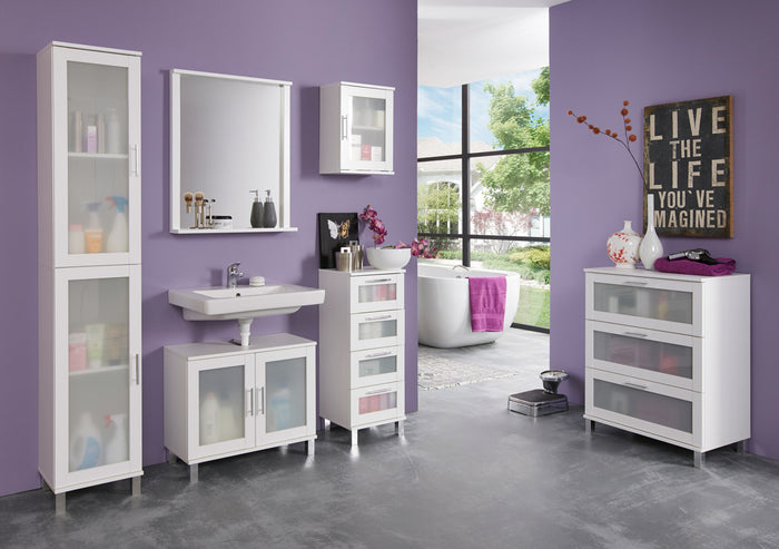 Hioshop Florida|OrlandoBad badkamerkast 4 laden wit, gematteerd