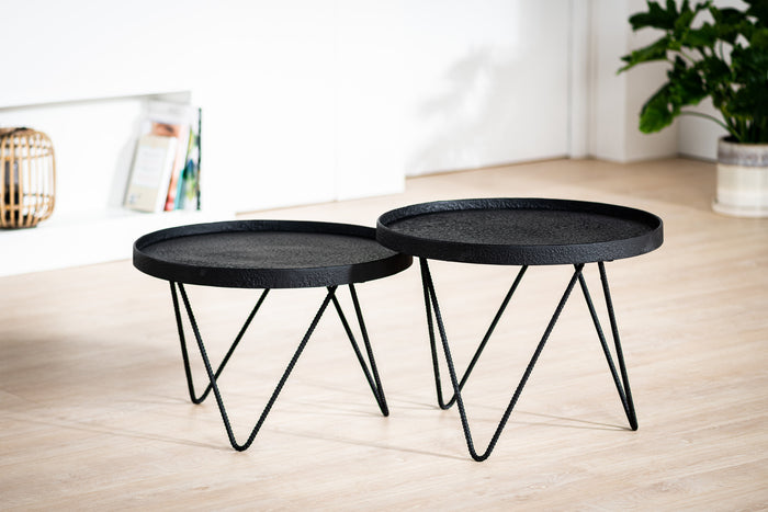 Duverger Volcano - Salontafels - set van 2 - rond met rand - lava