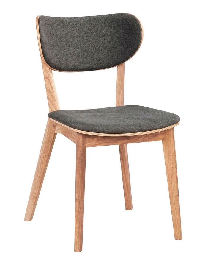 Rowico Home Kato Stoel - Set Van 2 - Stof Donkergrijs - Eiken