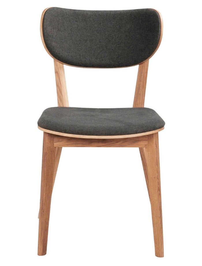 Rowico Home Kato Stoel - Set Van 2 - Stof Donkergrijs - Eiken