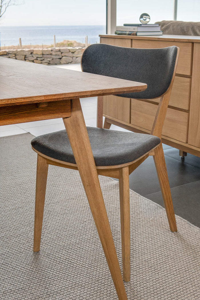 Rowico Home Kato Stoel - Set Van 2 - Stof Donkergrijs - Eiken