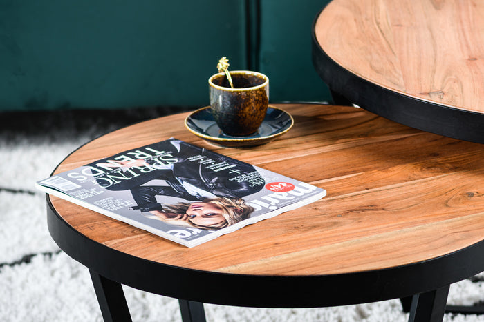 Duverger® Cross Scandinavian - Salontafels - set van 2 - rond - acacia