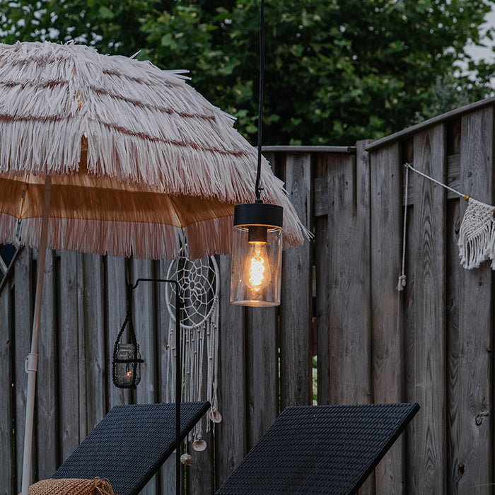 QAZQA Moderne hanglamp zwart met glas IP44 - Jarra