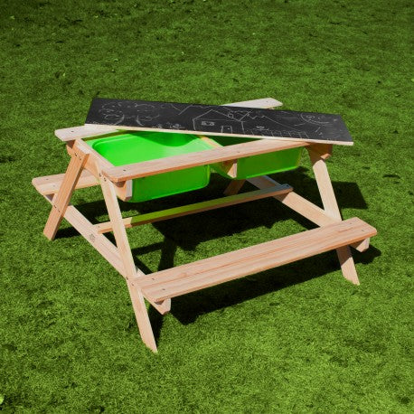 Sunny Dual Top 2.0 Sand & Water Picnic Table with Green bins
