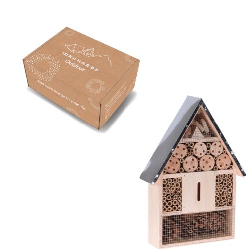 Orange85 Insectenhotel Metalen dak Bijenhotel Hout Bruin Metaal