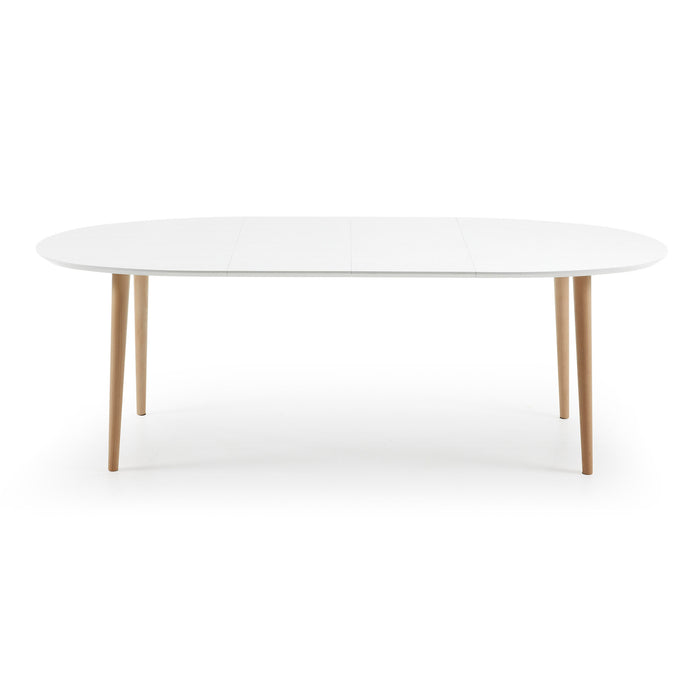 Kave Home Oqui Eettafel Uitschuifbaar Rond - 140/220 x 90 cm - Wit