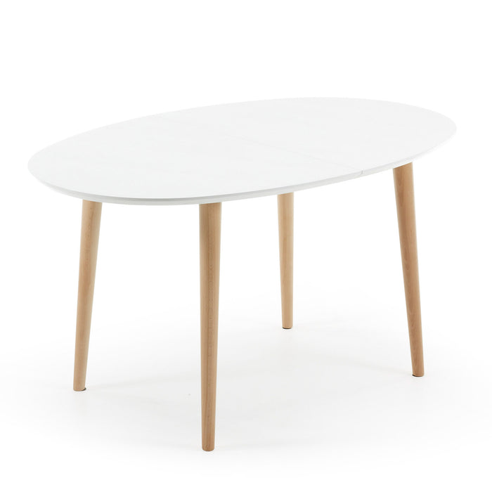 Kave Home Oqui Eettafel Uitschuifbaar Rond - 140/220 x 90 cm - Wit