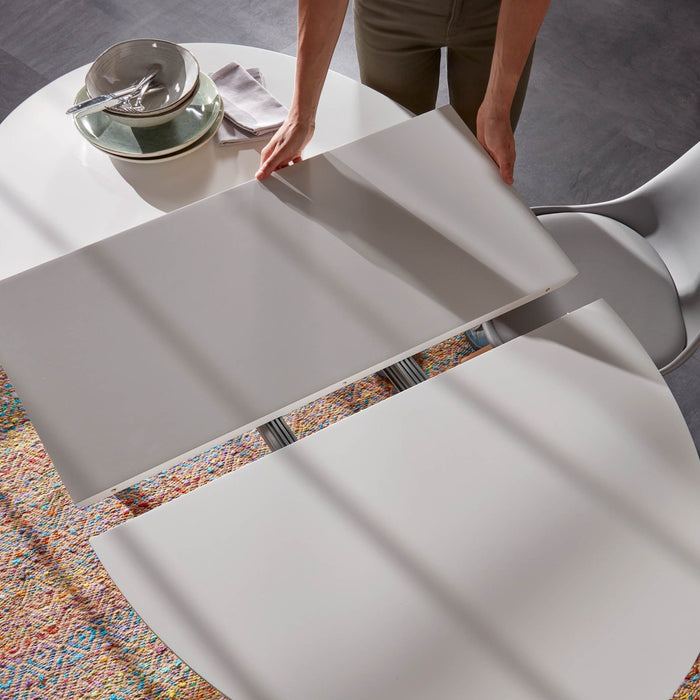 Kave Home Oqui Eettafel Uitschuifbaar Rond - 140/220 x 90 cm - Wit