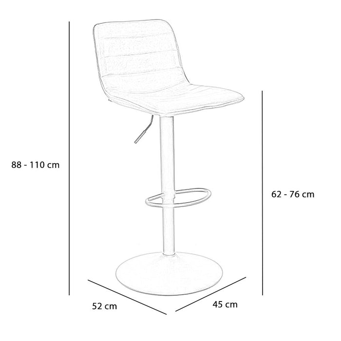 Bronx71 Industriële barkruk Boston leer cognac 60-76 cm - draaibaar