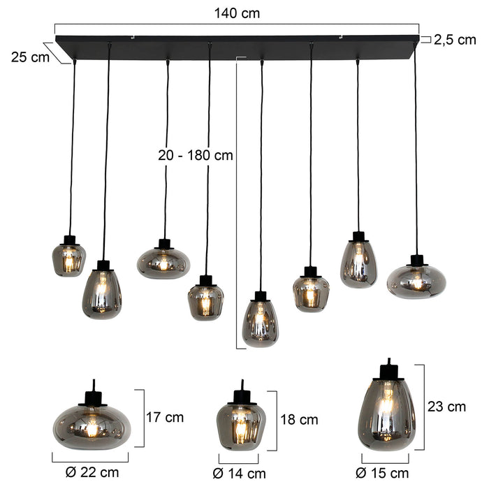Steinhauer Hanglamp modern - Metaal - Zwart
