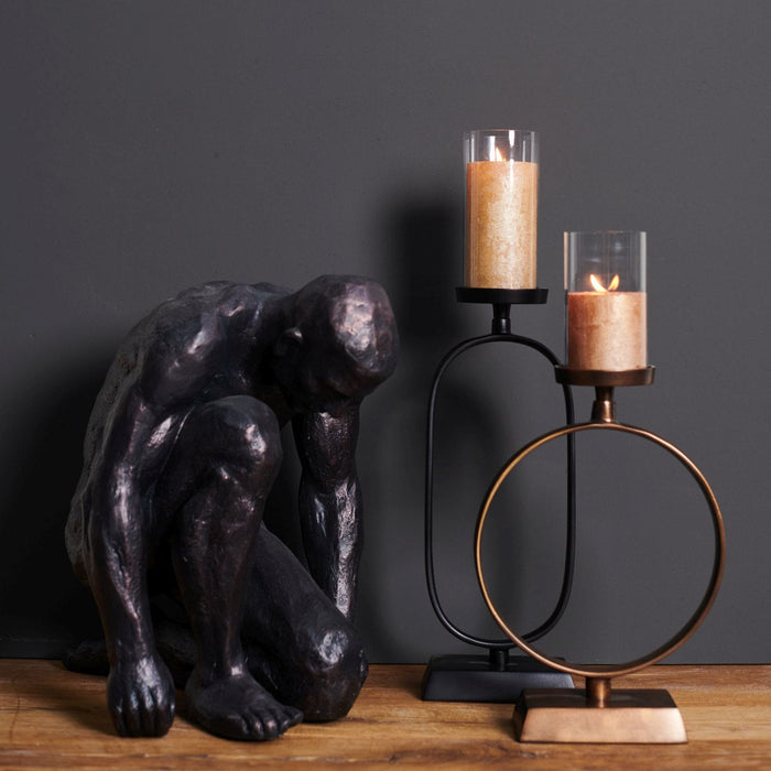 SVJ Home Decorations Kandelaar - 15 x 9 x 61 cm - Aluminium - Zwart