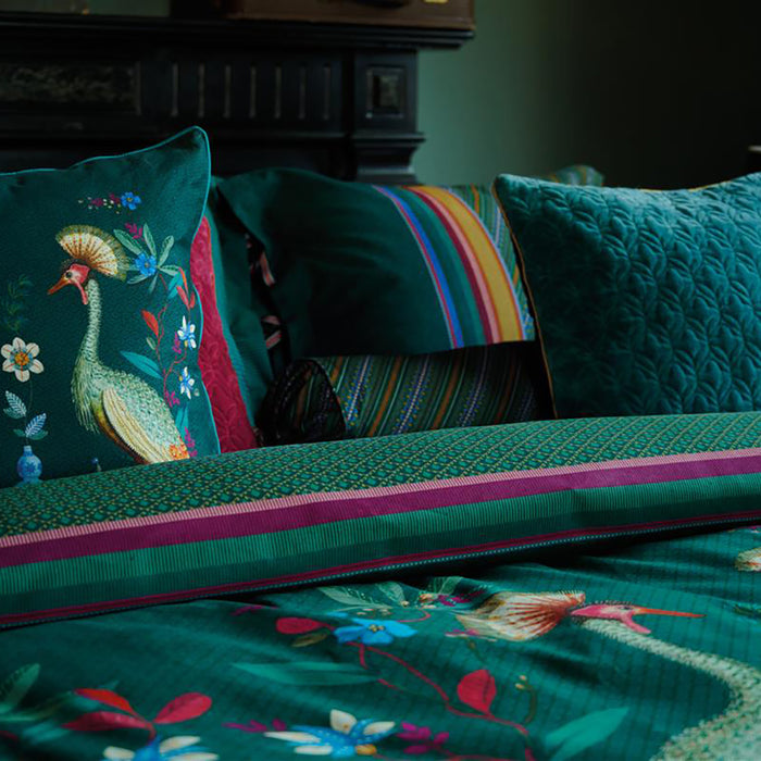 Pip Studio Birds in a Row Dekbedovertrek 200 x 220 cm - Groen