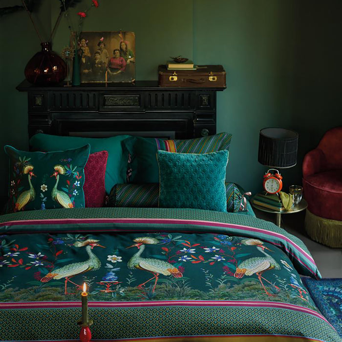 Pip Studio Birds in a Row Dekbedovertrek 200 x 220 cm - Groen