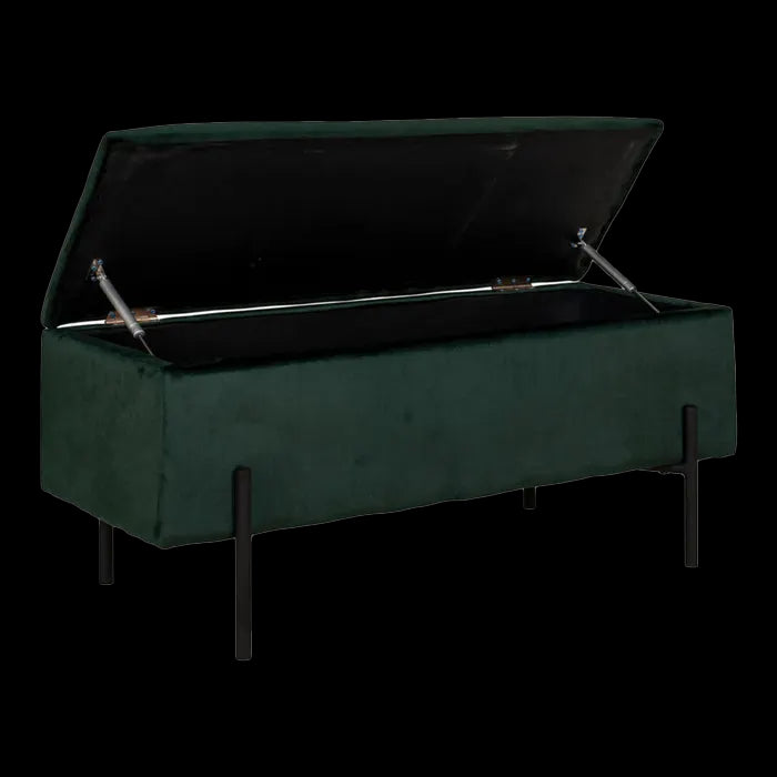 Artichok Marlou velvet bankje met opbergruimte donkergroen - 95 x 46