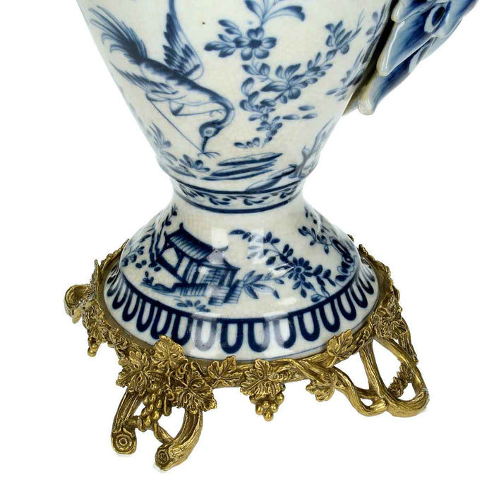 SVJ Home Decorations Vaas Pauw - 26x25x51 cm - Fijn Aardewerk - Blauw