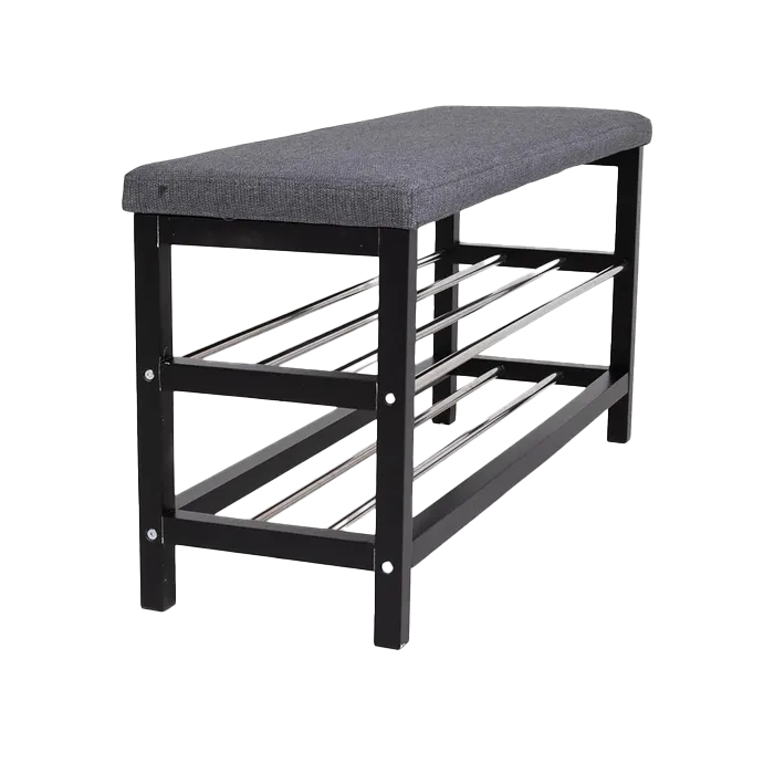 Artichok Norah Houten Schoenenrek met Bankje - Zwart | Grijs