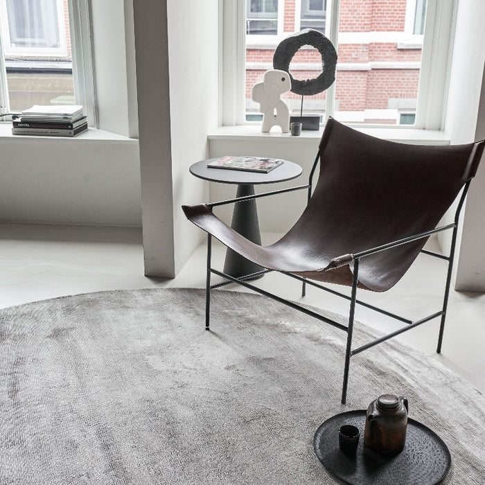 Interieur05 Vloerkleed Felva Zilver|Grijs Rond Viscose 180 cm