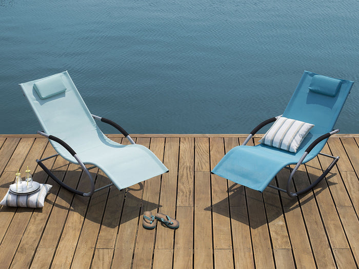 Beliani - CARANO - Strandstoel - Turquoise - Staal