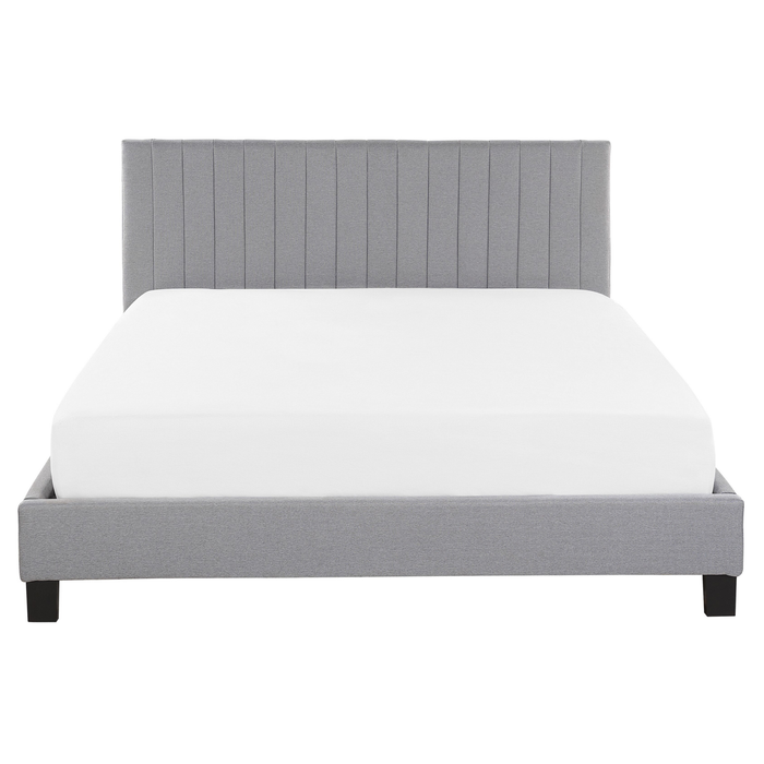 Beliani-POITIERS -Tweepersoonsbed-Lichtgrijs-160 x 200 cm-Polyester