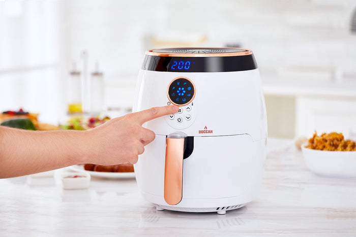 Buccan - Airfryer 3.2 Liter - Hetelucht friteuse - wit met roségoud