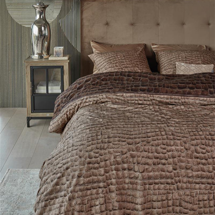 Rivièra Maison Croco Dekbedovertrek 140 x 220 cm - Bruin