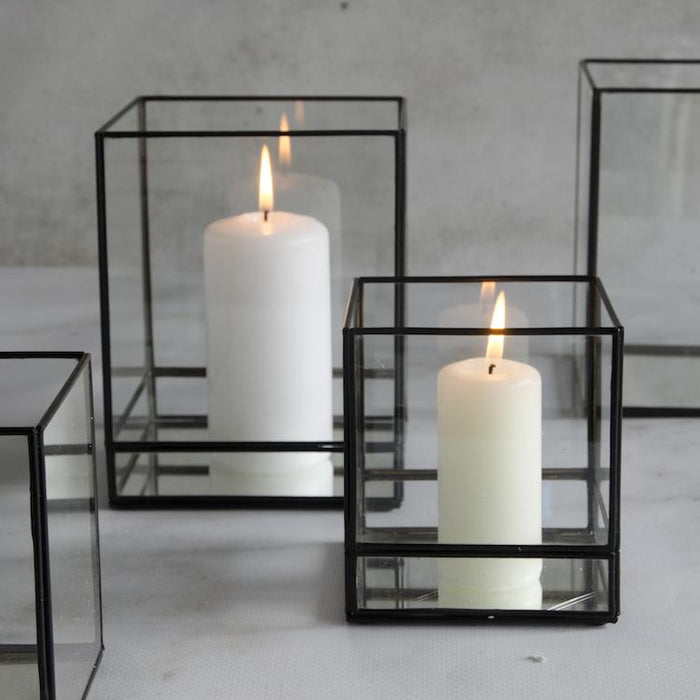 Home Delight - Windlicht Jolie zwart 13x13x17cm