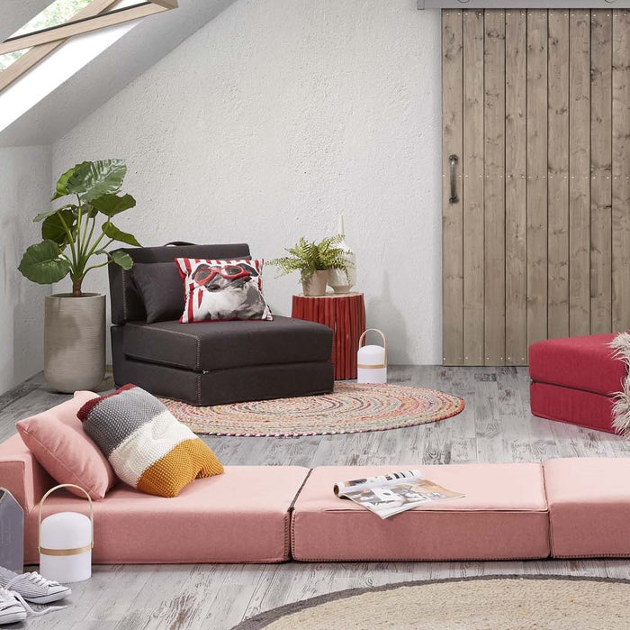 Kave Home Arty Poef Eenpersoonsbed Roze