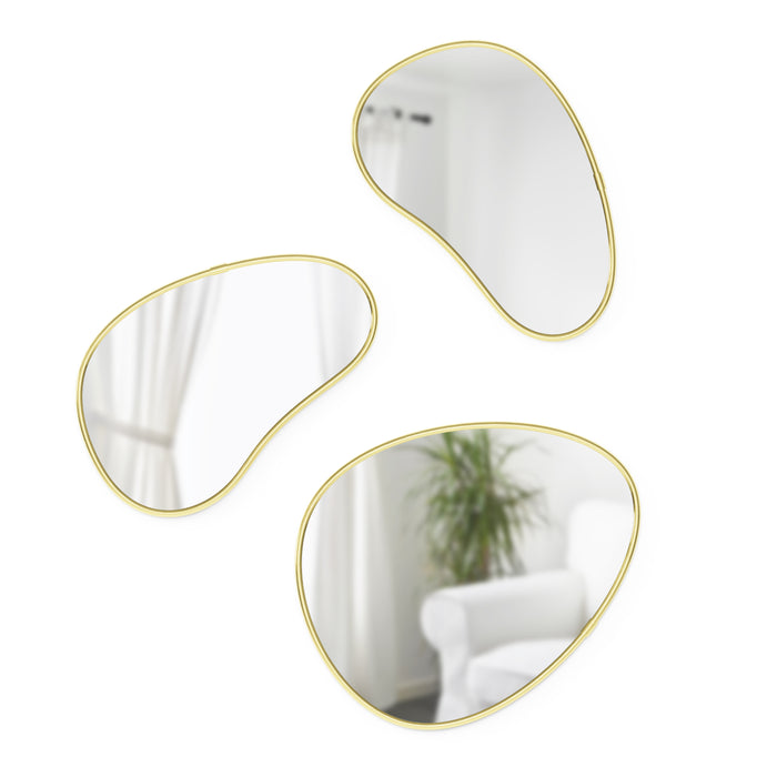 Umbra Hubba Pebble Spiegel - Set van 3 - Brass