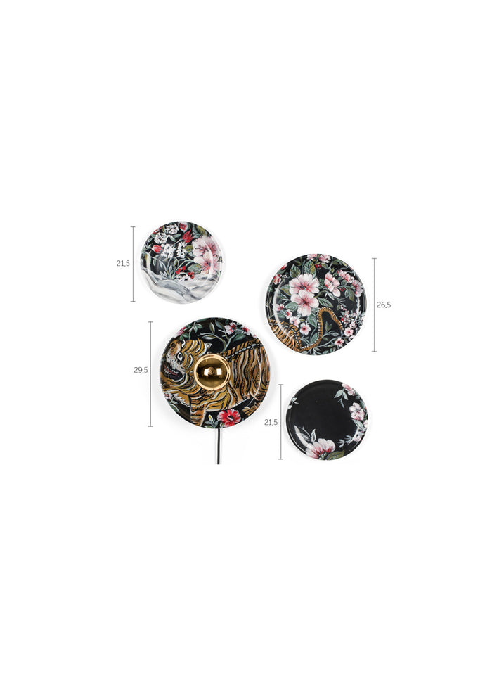 Bold Monkey No Food Here wandlamp tijger - Set van 4 - Zwart