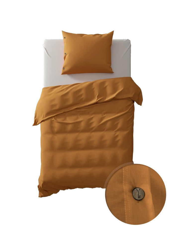 Yellow Dekbedovertrek Percale cognac brown