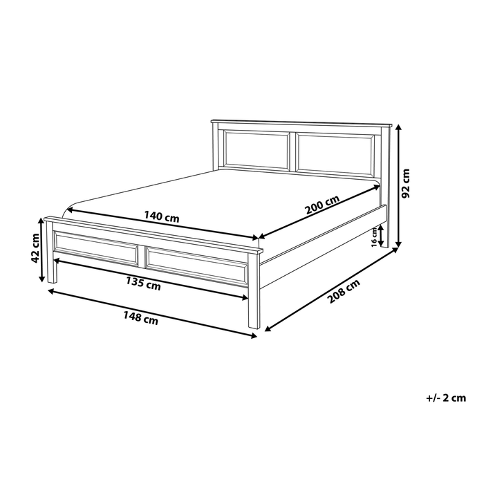 Beliani-OLIVET -Tweepersoonsbed-Blauw-140 x 200 cm-Dennenhout