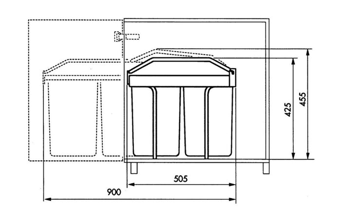 Hailo Multi-Box Duo L Inbouwprullenbak - 2x14L - wit