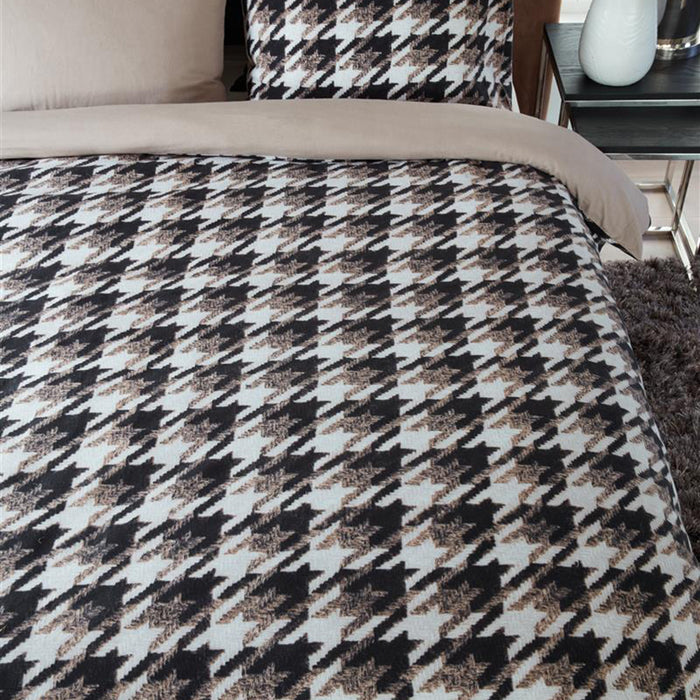 Rivièra Maison Pied de Poule Dekbedovertrek 200 x 220 cm - Zand