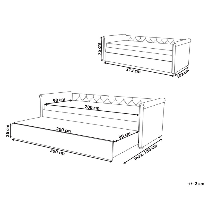 Beliani-LIBOURNE-Onderschuifbed-Donkergrijs-90 x 200 cm-Polyester