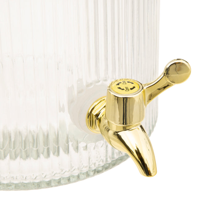 Glazen dispenser met tapkraan - 5L - Goudkleurig