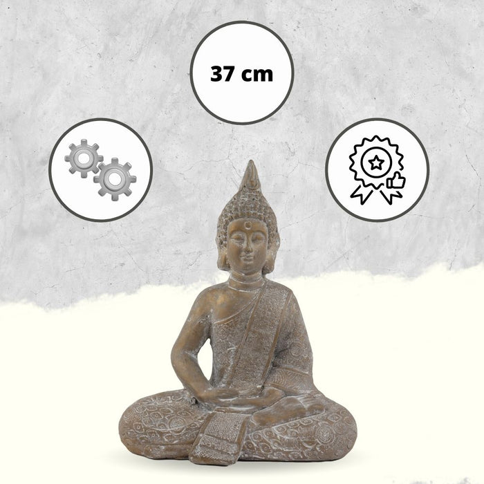 Orange85 Boeddha Buddha Beeldje Zittend Goud Grijs Cement 37 cm