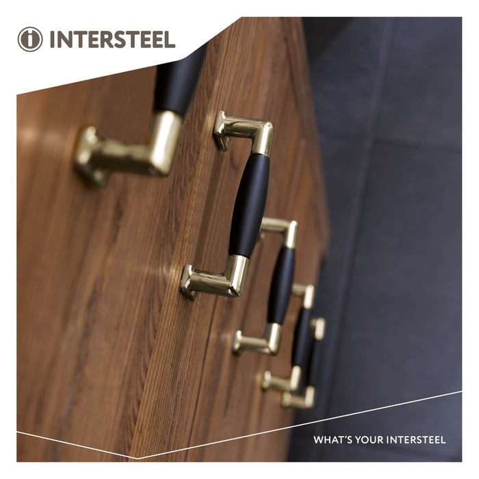 Intersteel Meubelgreep 108 mm messing gelakt zwart hout