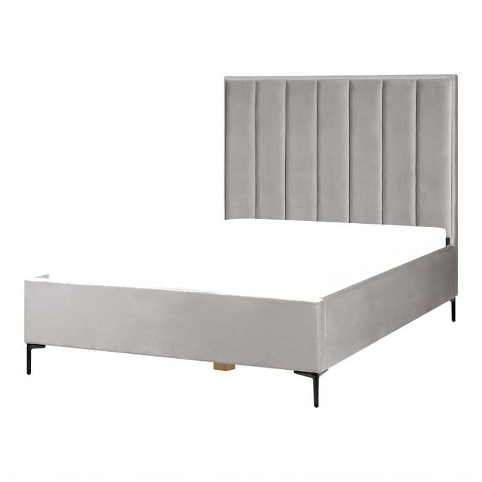 Beliani-SEZANNE -Bed met opbergruimte-Lichtgrijs-140 x 200 cm-Fluweel