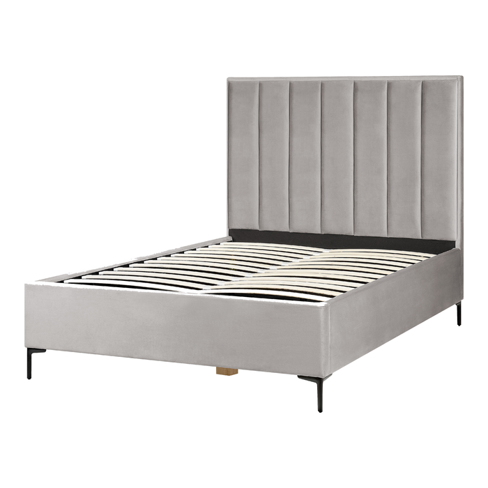 Beliani-SEZANNE -Bed met opbergruimte-Lichtgrijs-140 x 200 cm-Fluweel