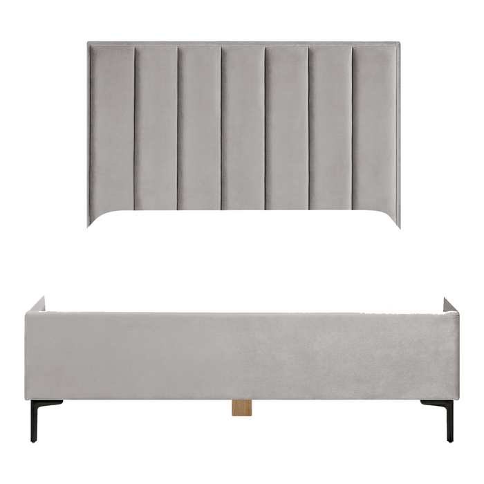 Beliani-SEZANNE -Bed met opbergruimte-Lichtgrijs-140 x 200 cm-Fluweel