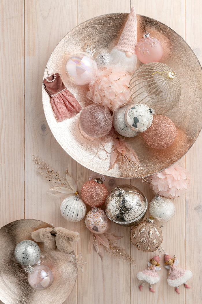 J-Line Kerstballen Parels Zilver Wit S Set van 6