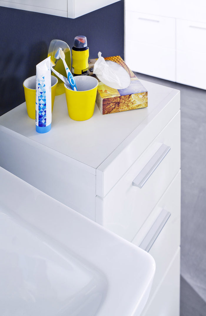 Hioshop AmandaMando badkamerkast 1 deur, 1 lade wit, wit hoogglans.