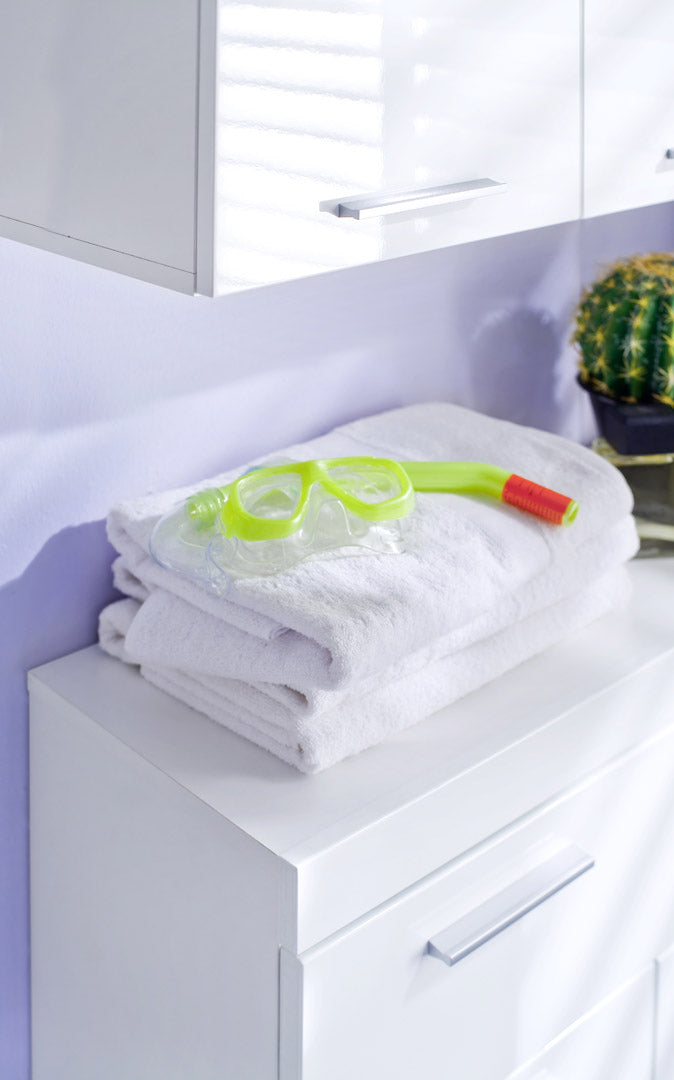 Hioshop AmandaMando badkamerkast 1 deur, 1 lade wit, wit hoogglans.