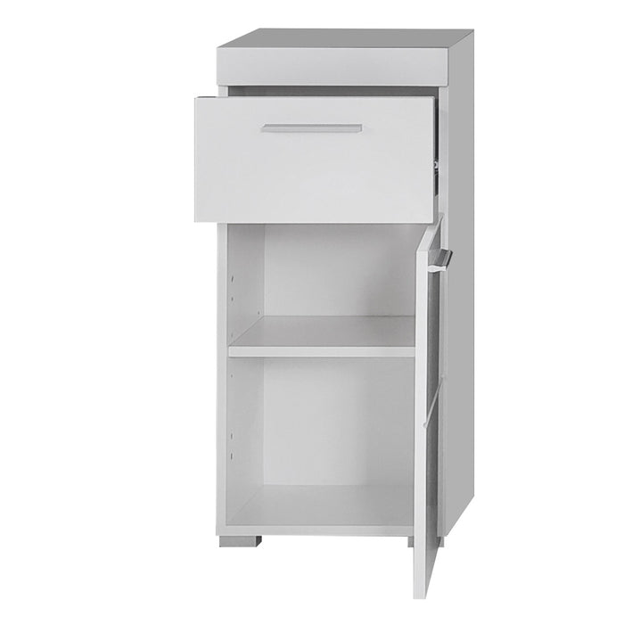 Hioshop AmandaMando badkamerkast 1 deur, 1 lade wit, wit hoogglans.