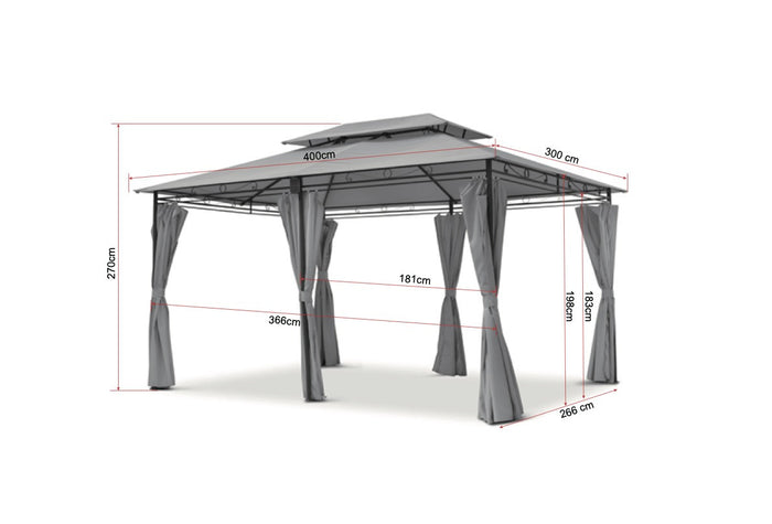 Luxe Stalen Paviljoen met LED-verlichting op zonne-energie - Grijs