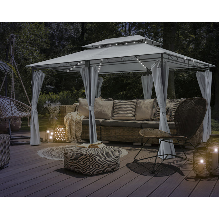 Luxe Stalen Paviljoen met LED-verlichting op zonne-energie - Grijs